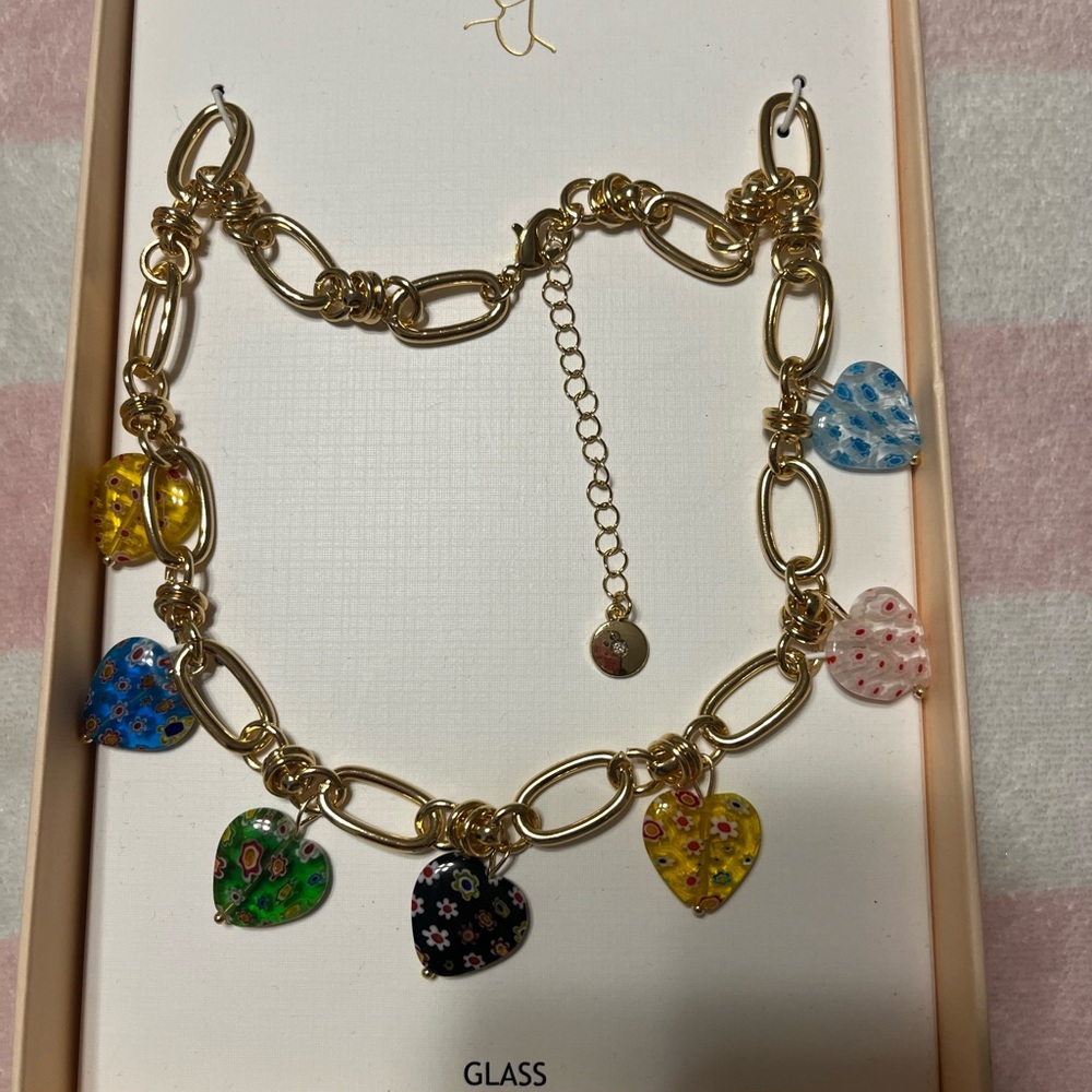 Gold tone Heart Charm Necklace